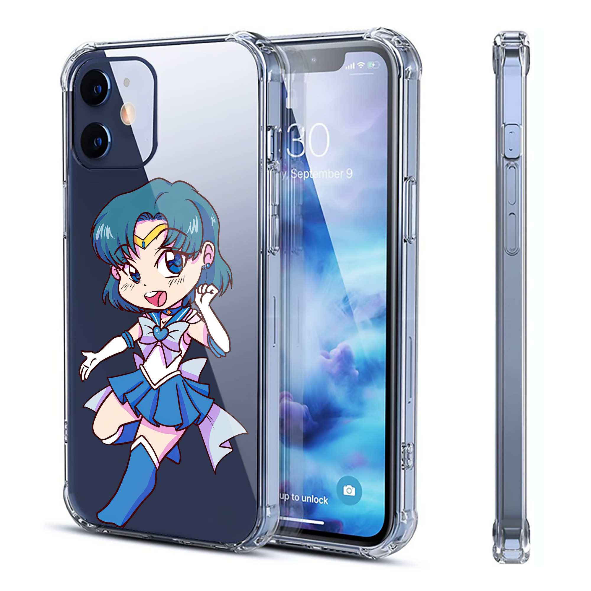 （画像用） 美少女戦士セーラームーン 水野 亜美 みずの あみ Sailor Moon Mizuno Ami 【iPhone 12シリーズ対応】透明スマホケース（クリアソフトケース）